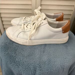 White and Tan Casual Sneakers